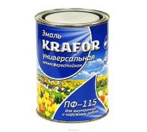 Эмаль ПФ-115 KRAFOR ярко зеленая 0.8кг — Новобаза в Новомосковске