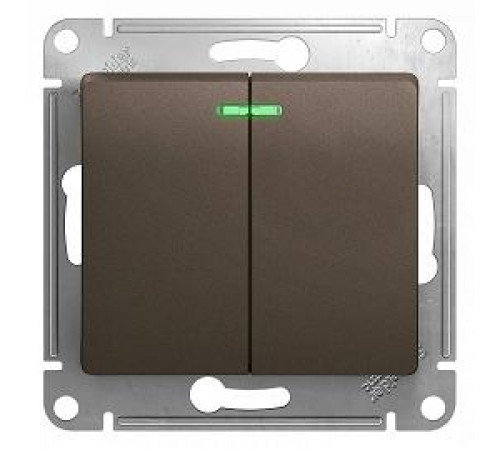 Выключатель с подсвет. 2-кл. СП Glossa 10А IP20 механизм ШОКОЛАД Systeme Electric GSL000853 — Новобаза в Новомосковске