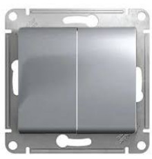 Выключатель 2-кл. СП Glossa 10А IP20 механизм АЛЮМИНИЙ Systeme Electric GSL000351