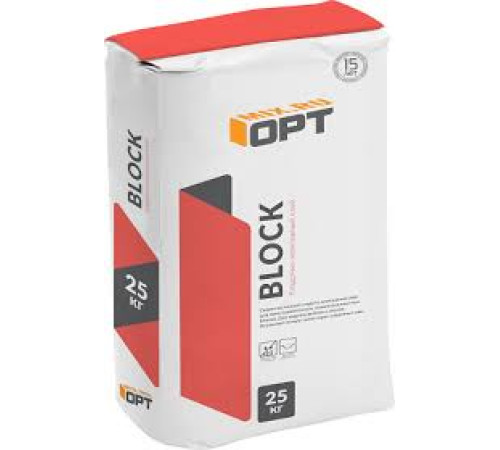 Клей для пористых стеновых блоков OPT BLOCK 25кг — Новобаза в Новомосковске