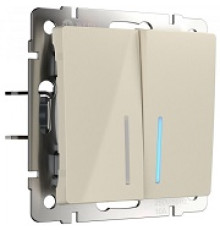 WL03-SW-2G-LED-ivory Выключатель с подсвет. 2-кл. СЛОНОВАЯ КОСТЬ Werkel