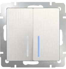 WL13-SW-2G-LED Выключатель с подсвет. 2-кл. ПЕРЛАМУТРОВЫЙ РИФЛЕНЫЙ Werkel
