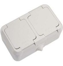 Розетка ОП IP44 2я с/з с крышкой белая 18354 MAKEL