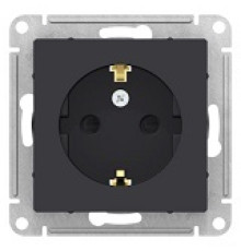 Розетка 1-м СП AtlasDesign 16А IP20 с заземл. механизм карбон SE ATN001043