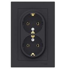 Розетка 2-м СП AtlasDesign 16А IP20 с заземл. в сборе карбон SE ATN001024