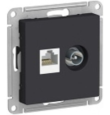 Розетка 2-м СП AtlasDesign RJ45 кат.5E + TV КАРБОН SE ATN001089