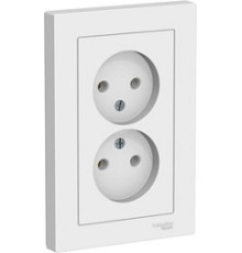 Розетка 2-м СП AtlasDesign 16А IP20 с заземл. в сборе бел. SE ATN000124