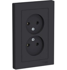 Розетка 2-м СП AtlasDesign 16А IP20 без заземл. в сборе карбон SE ATN001020