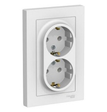 Розетка 2-м СП AtlasDesign 16А IP20 без заземл. в сборе бел. SE ATN000120
