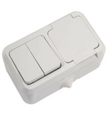 Розетка ОП IP44 1я с/з +2кл выключ бел.18351 MAKEL