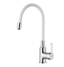 Смеситель кухня LEDEME гибкий, белый L4898-3