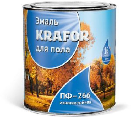 Эмаль ПФ-266 KRAFOR красно-коричневая 0,9кг — Новобаза в Новомосковске